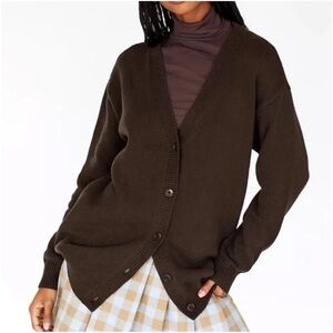 Aritzia Sunday Best Sweater Wool Lamora Boyfriend Cardigan Small Chocolate Brown